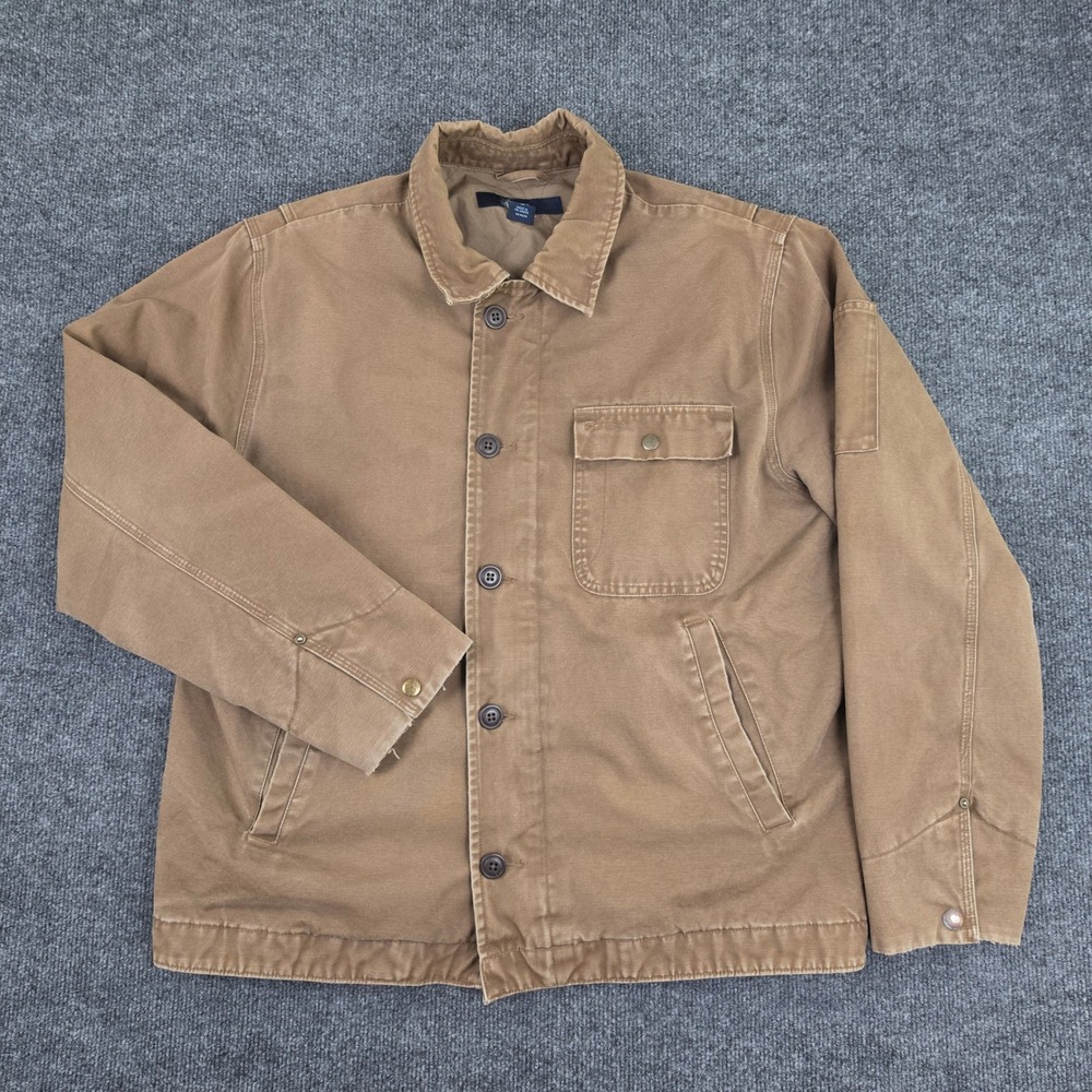 Vintage Gap Canvas Chore Jacket Men's M Brown Distressed Workwear Barn Coat Y2K